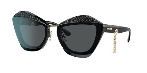 Miu Miu MU 01XS 67 Dark Grey & Black Sunglasses 